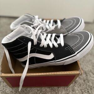 Women’s Vans Black and White Color-Block High-Top Sneakers